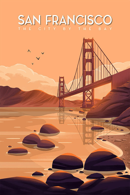 San Francisco California Landscape Vintage Poster Wall Art Print Home Wall Decor