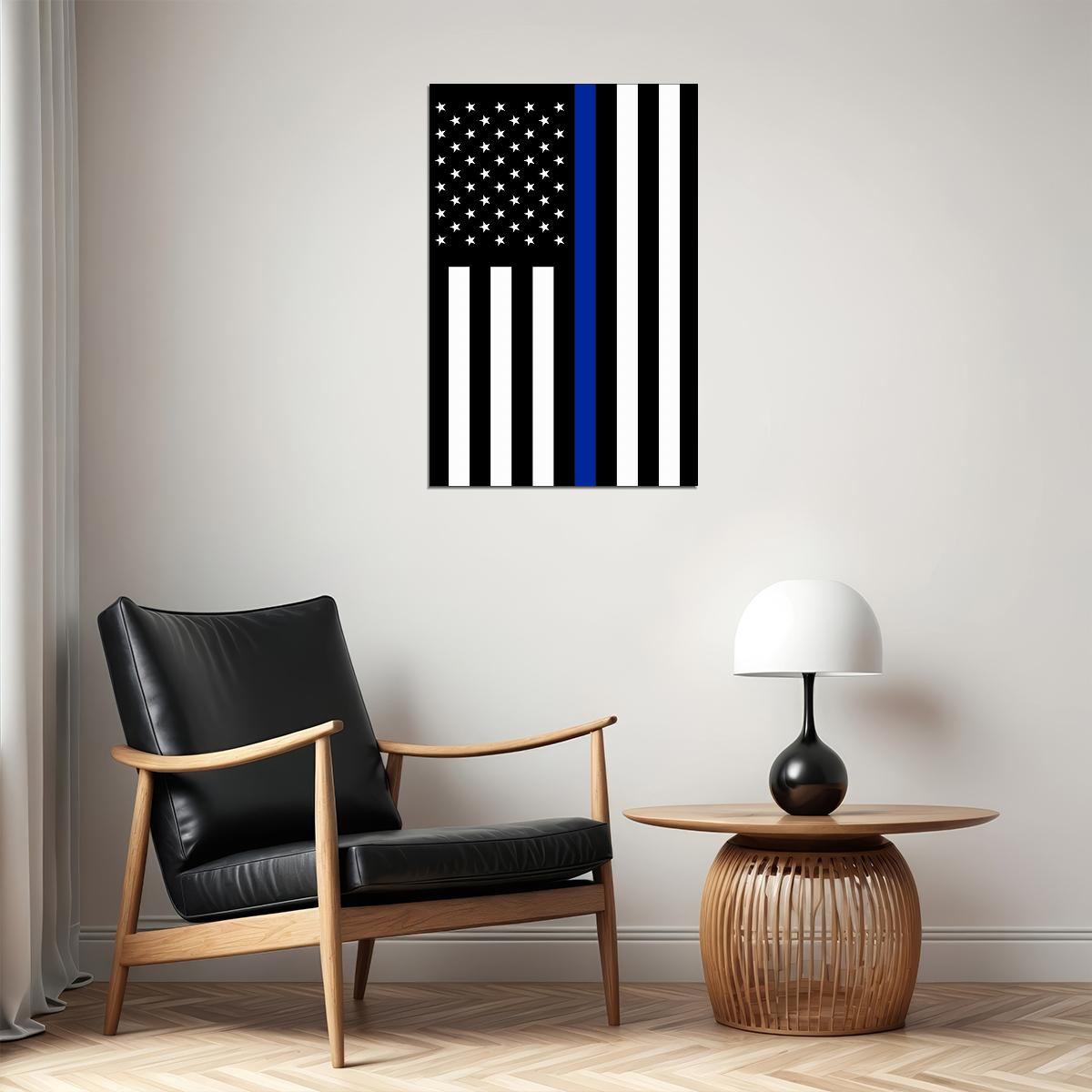 Police Flag American Flag To Serve And Protect Poster Wall Art Print Home Wall Decor - xonomax