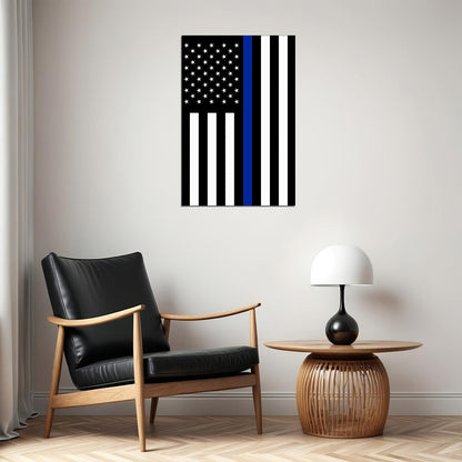 Police Flag American Flag To Serve And Protect Poster Wall Art Print Home Wall Decor - xonomax