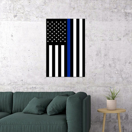 Police Flag American Flag To Serve And Protect Poster Wall Art Print Home Wall Decor - xonomax