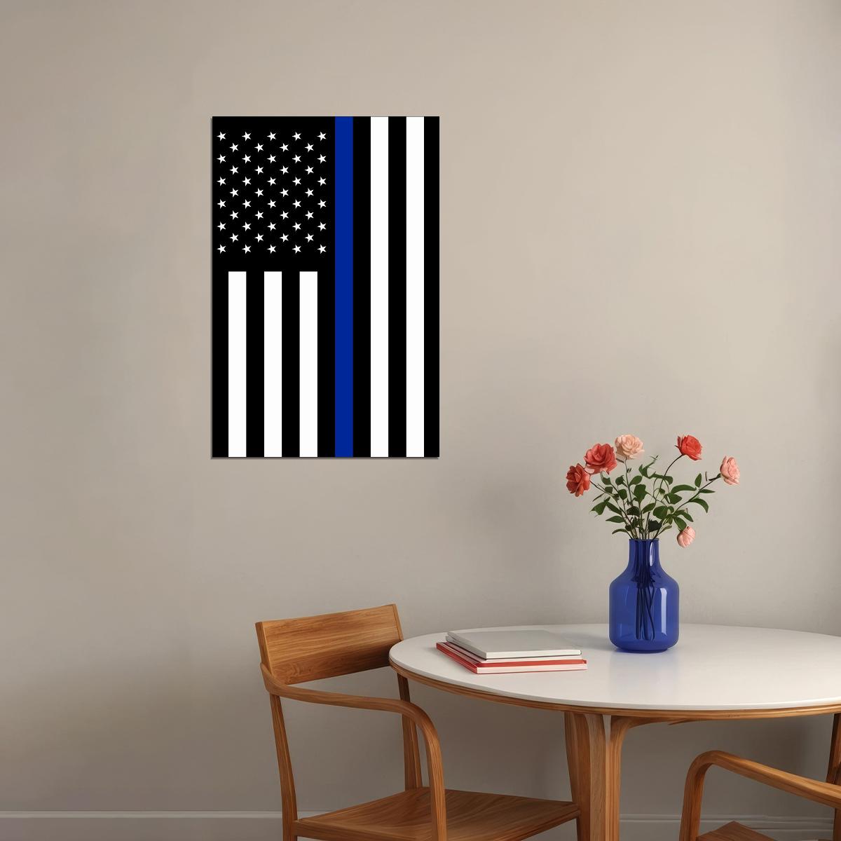 Police Flag American Flag To Serve And Protect Poster Wall Art Print Home Wall Decor - xonomax