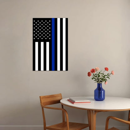 Police Flag American Flag To Serve And Protect Poster Wall Art Print Home Wall Decor - xonomax