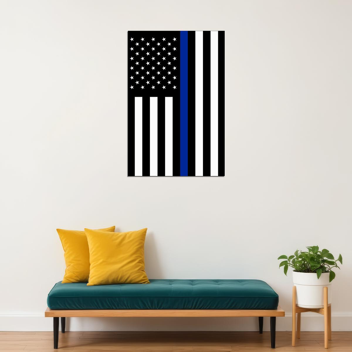 Police Flag American Flag To Serve And Protect Poster Wall Art Print Home Wall Decor - xonomax