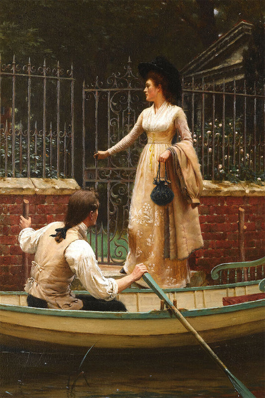 Lady In The Boat Victorian Vintage Poster Wall Art Print Home Wall Decor - xonomax