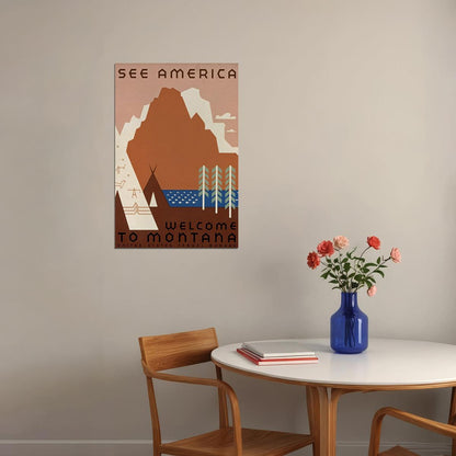Montana State Travel See America Landscape Poster Wall Art Print Home Wall Decor - xonomax