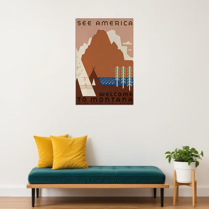 Montana State Travel See America Landscape Poster Wall Art Print Home Wall Decor - xonomax