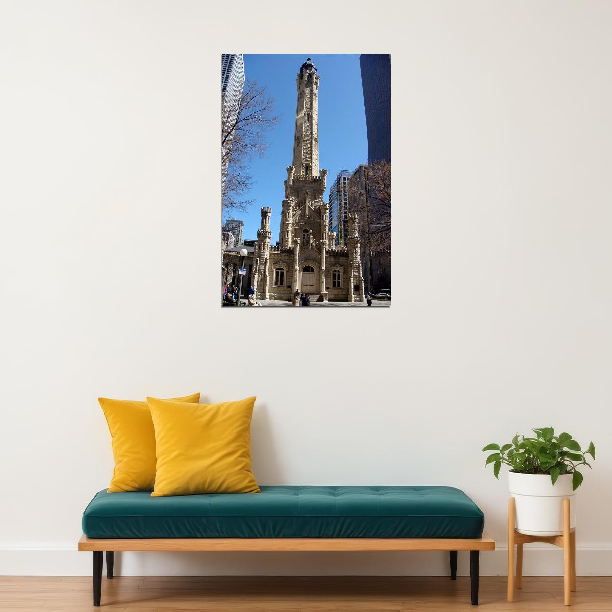 Chicago Water Tower Historical Building Poster Wall Art Print Home Wall Decor - xonomax