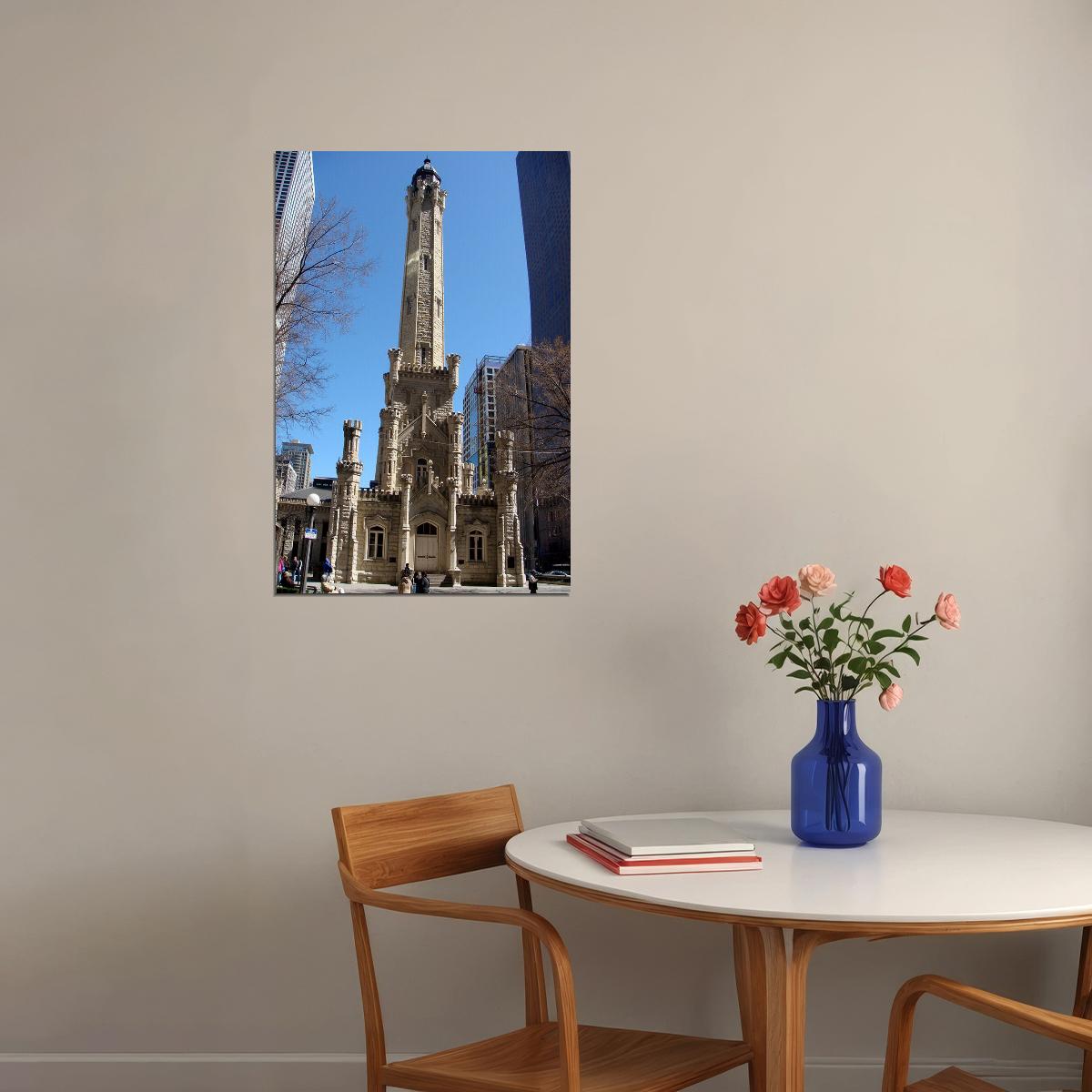 Chicago Water Tower Historical Building Poster Wall Art Print Home Wall Decor - xonomax