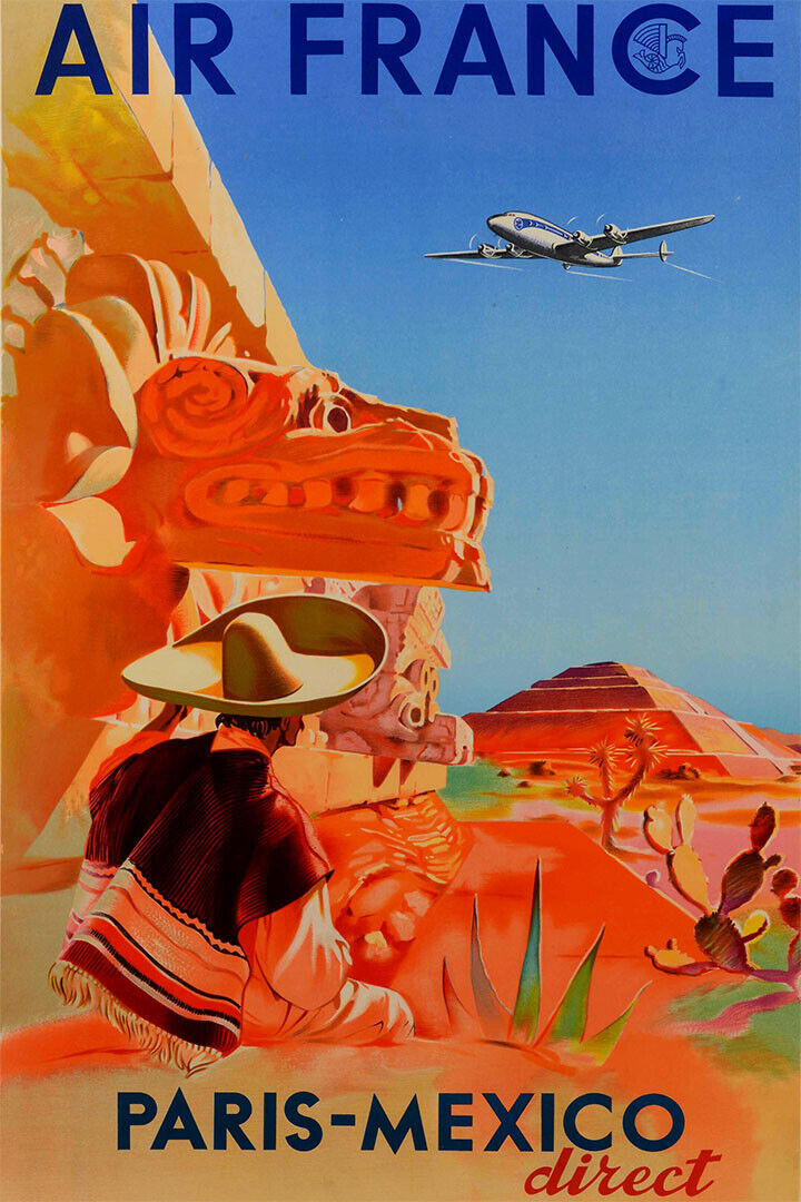Mexico Travel Air France Country Landscape Poster Wall Art Print Home Wall Decor - xonomax