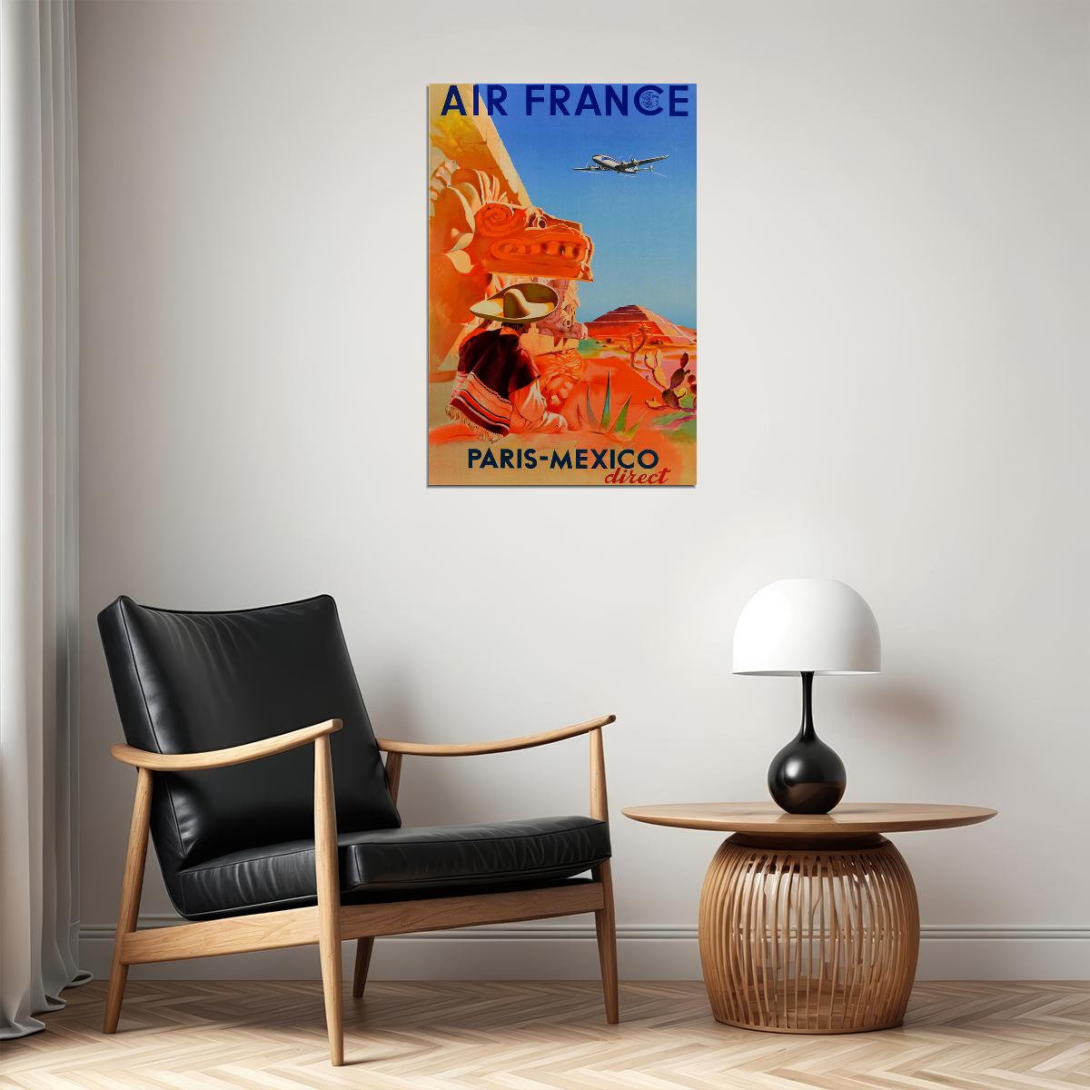 Mexico Travel Air France Country Landscape Poster Wall Art Print Home Wall Decor - xonomax