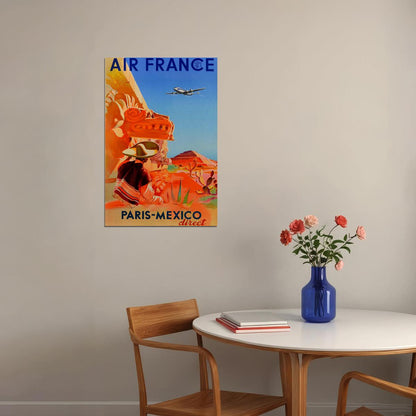Mexico Travel Air France Country Landscape Poster Wall Art Print Home Wall Decor - xonomax