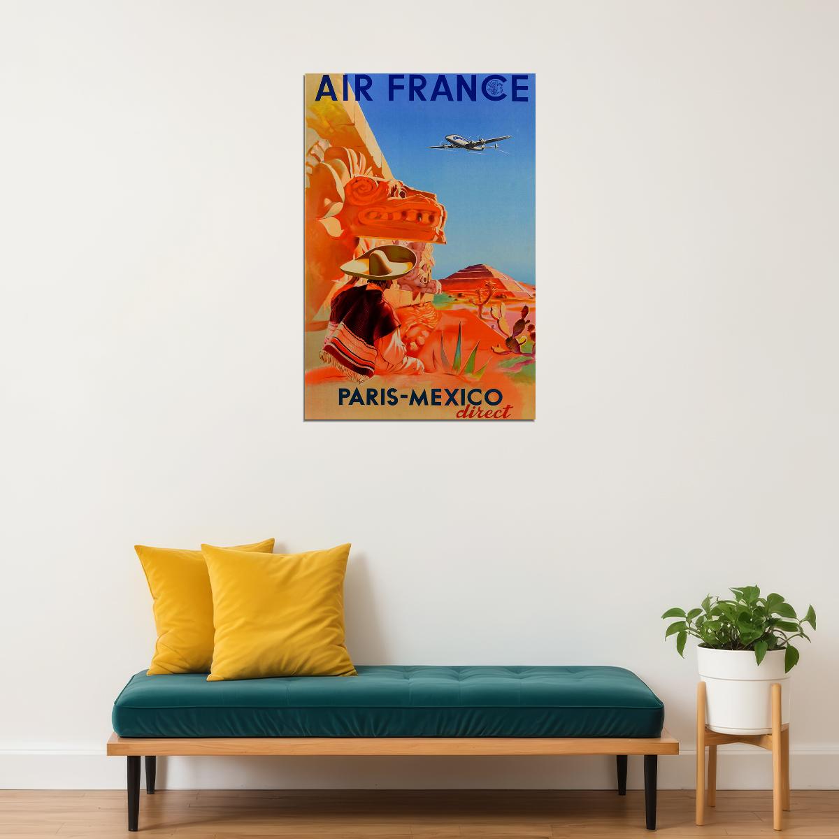 Mexico Travel Air France Country Landscape Poster Wall Art Print Home Wall Decor - xonomax