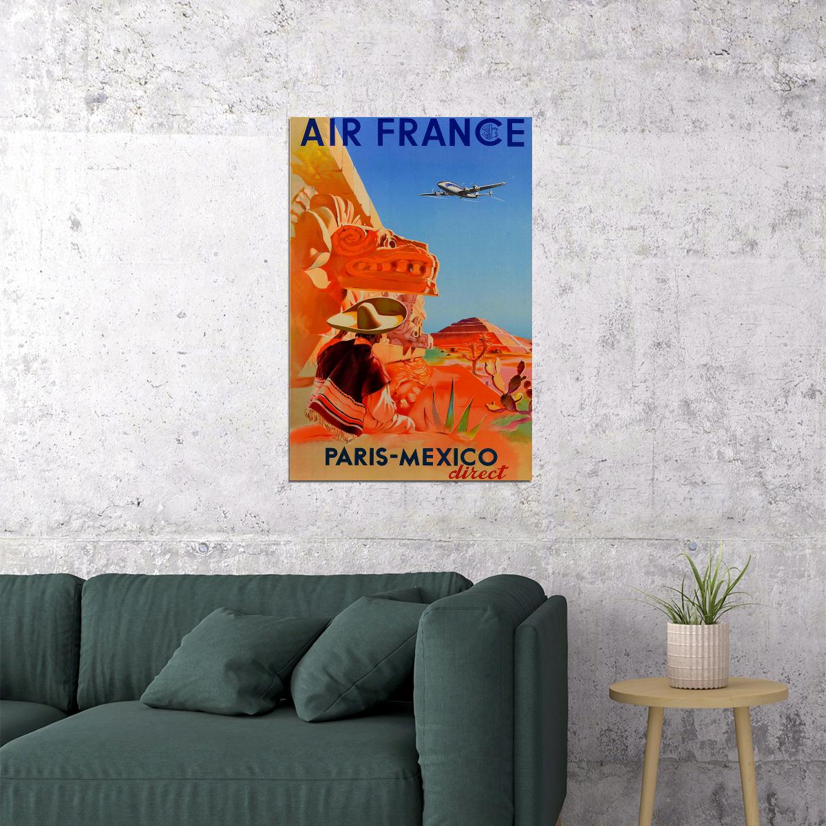 Mexico Travel Air France Country Landscape Poster Wall Art Print Home Wall Decor - xonomax