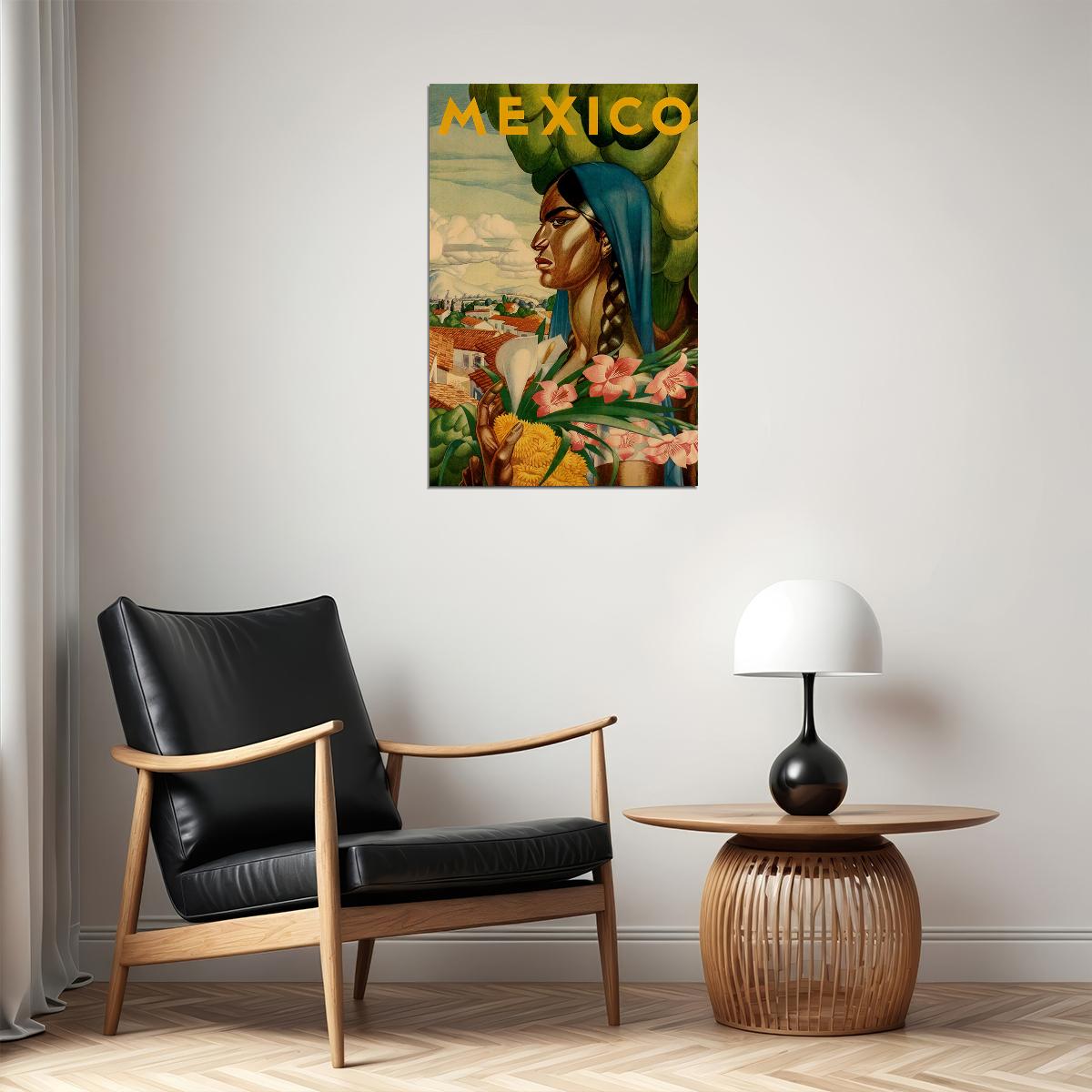Mexico Travel Lady With A Flower Poster Wall Art Print Home Wall Decor - xonomax