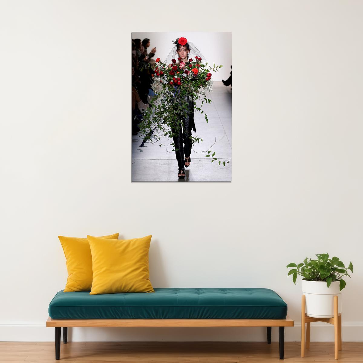 Flowers In Her Hair Fashion Attractive Model Poster Wall Art Print Home Wall Decor - xonomax