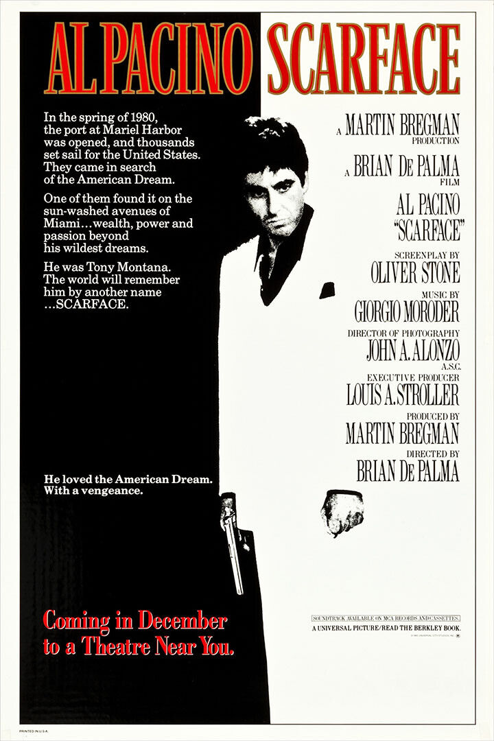 Scarface Movie Drama Crime Al Pacino Bloody Poster Wall Art Print Home Wall Decor