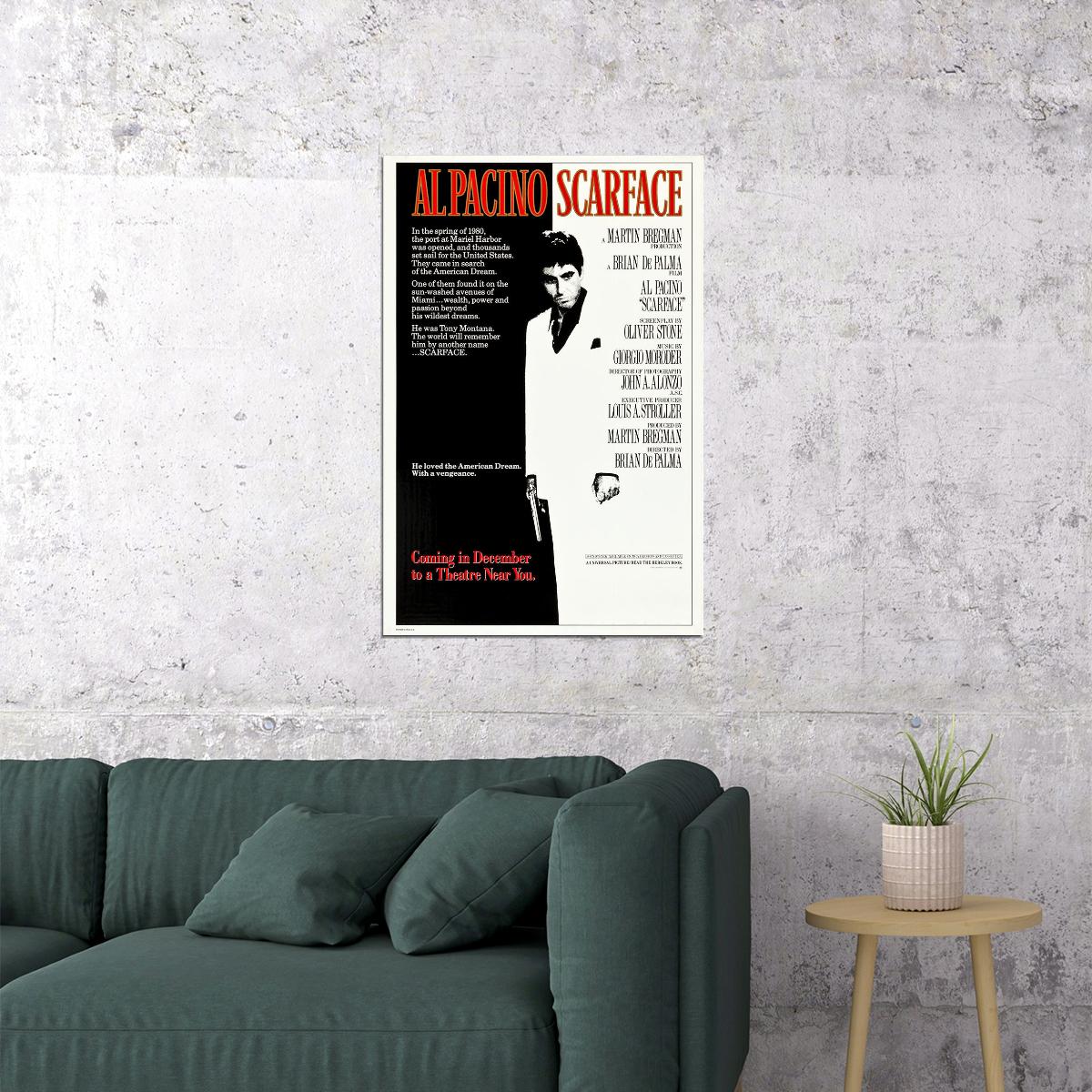Scarface Movie Drama Crime Al Pacino Bloody Poster Wall Art Print Home Wall Decor