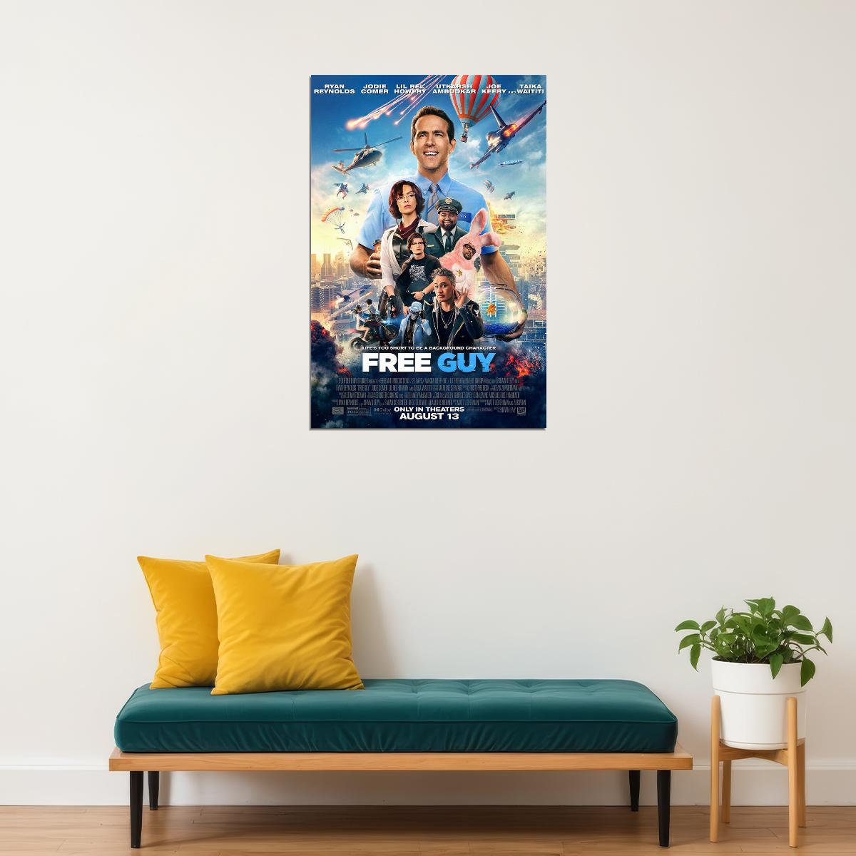 Free Guy Movie Action Comedy Adventure Poster Wall Art Print Home Wall Decor - xonomax