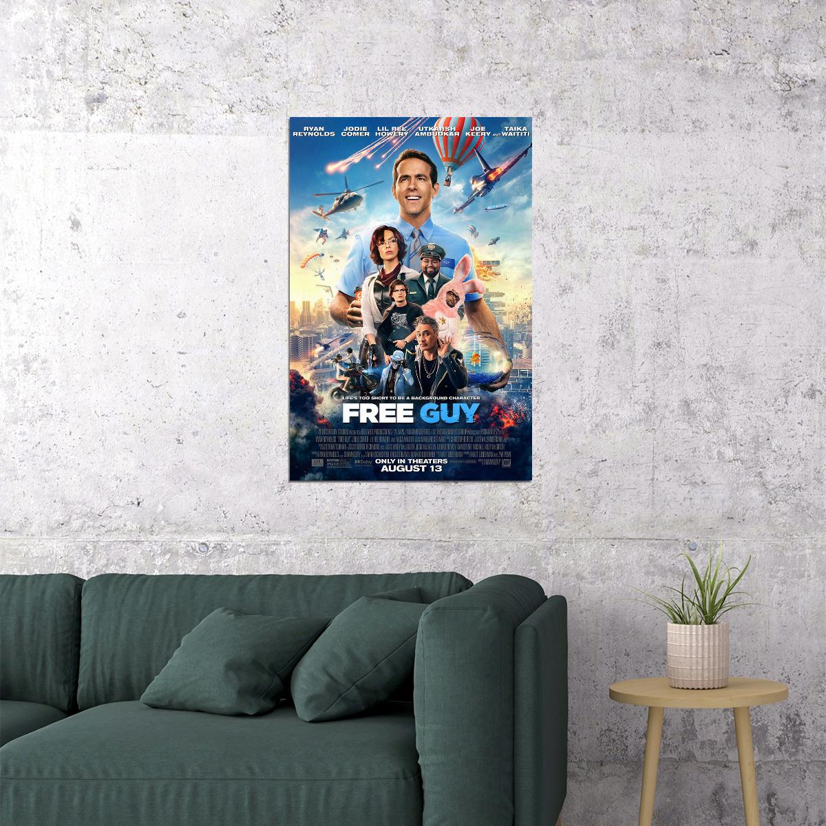 Free Guy Movie Action Comedy Adventure Poster Wall Art Print Home Wall Decor - xonomax