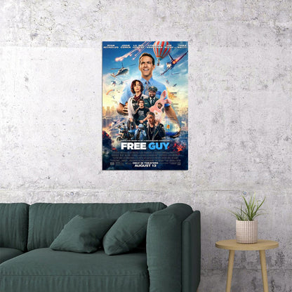 Free Guy Movie Action Comedy Adventure Poster Wall Art Print Home Wall Decor - xonomax