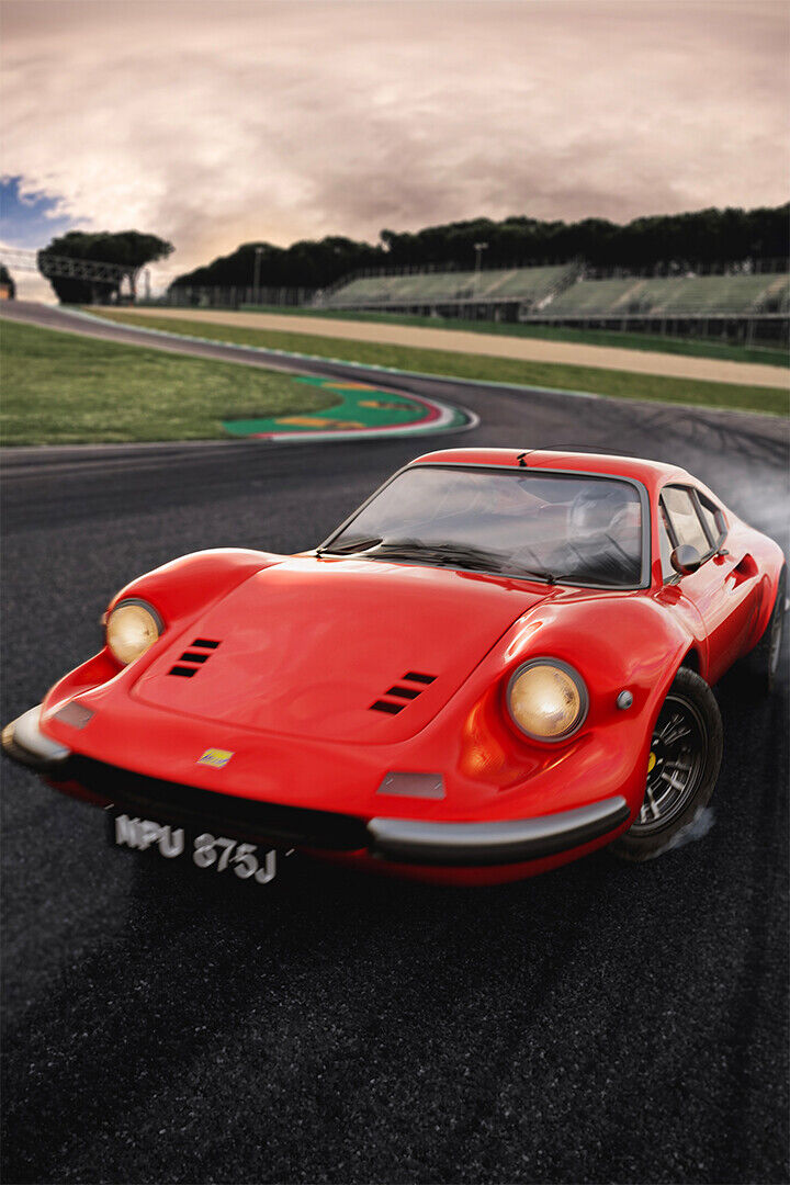Ferrari Dino 246 Gt Sports Car Racing Car Poster Wall Art Print Home Wall Decor - xonomax