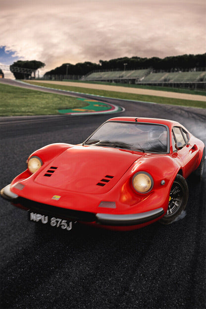 Ferrari Dino 246 Gt Sports Car Racing Car Poster Wall Art Print Home Wall Decor - xonomax
