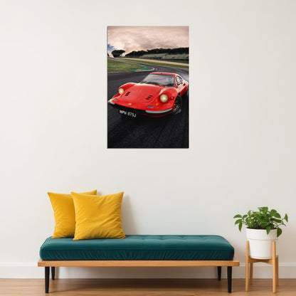 Ferrari Dino 246 Gt Sports Car Racing Car Poster Wall Art Print Home Wall Decor - xonomax