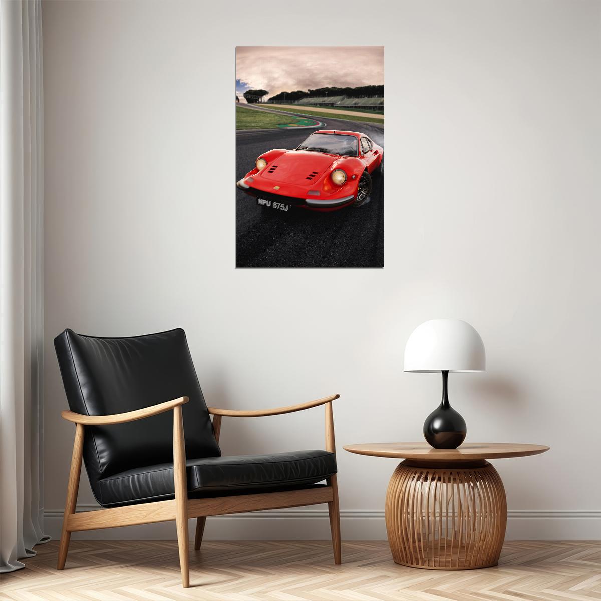 Ferrari Dino 246 Gt Sports Car Racing Car Poster Wall Art Print Home Wall Decor - xonomax