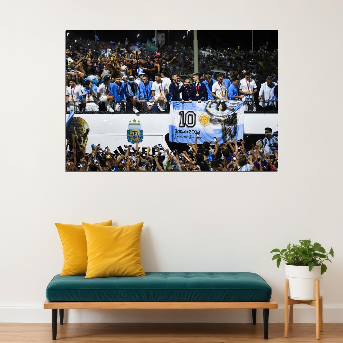 Argentina National Football Team Celebration World Cup Poster Wall Art Print Home Wall Decor - xonomax