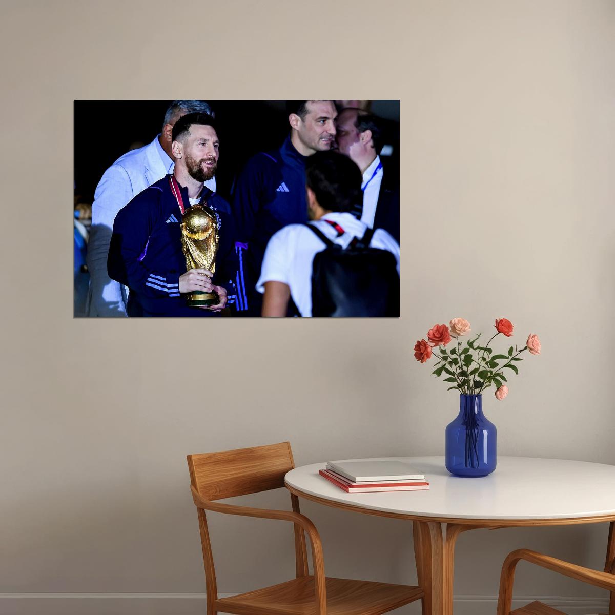 Lionel Messi Argentina World Cup Trophy Poster Wall Art Print Home Wall Decor - xonomax