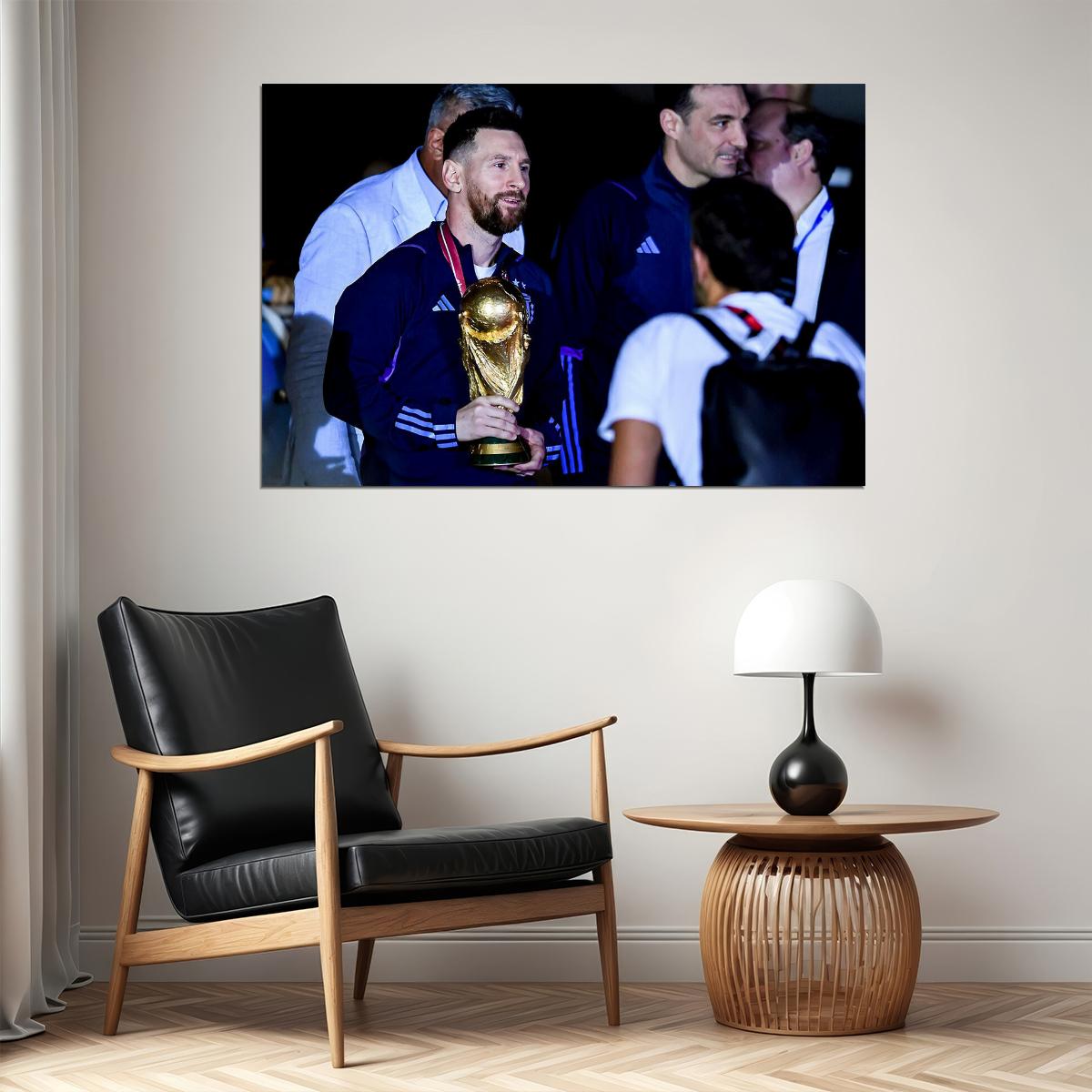 Lionel Messi Argentina World Cup Trophy Poster Wall Art Print Home Wall Decor - xonomax