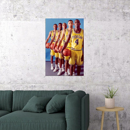 Michigan Fab Five Basketball Team Stars Poster Wall Art Print Home Wall Decor - xonomax