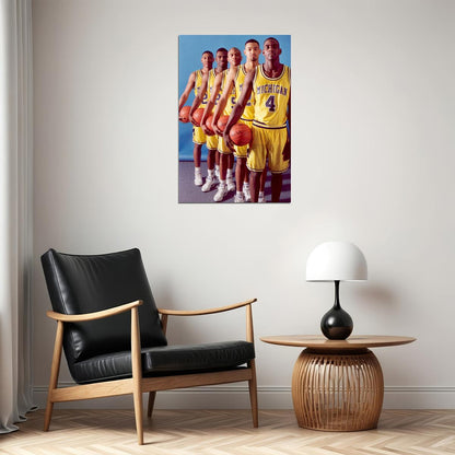 Michigan Fab Five Basketball Team Stars Poster Wall Art Print Home Wall Decor - xonomax