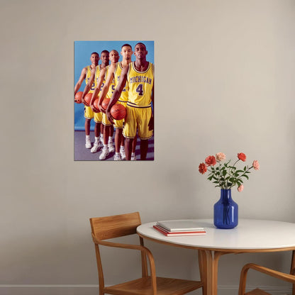 Michigan Fab Five Basketball Team Stars Poster Wall Art Print Home Wall Decor - xonomax