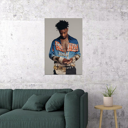 21 Savage Rap Music Songwriter Producer Poster Wall Art Print Home Wall Decor - xonomax