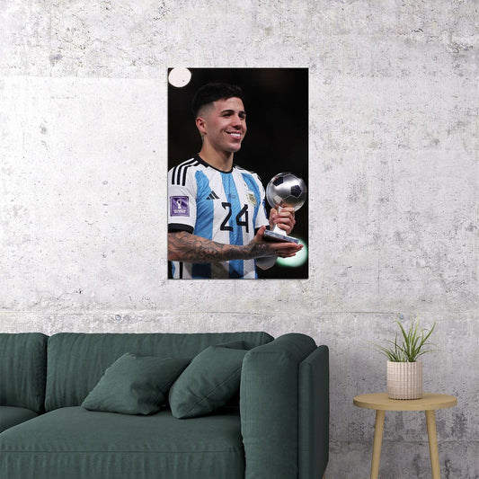 Enzo Fernandez Argentina Football 2022 Best Young Player Soccer Poster Wall Art Print Home Wall Decor - xonomax