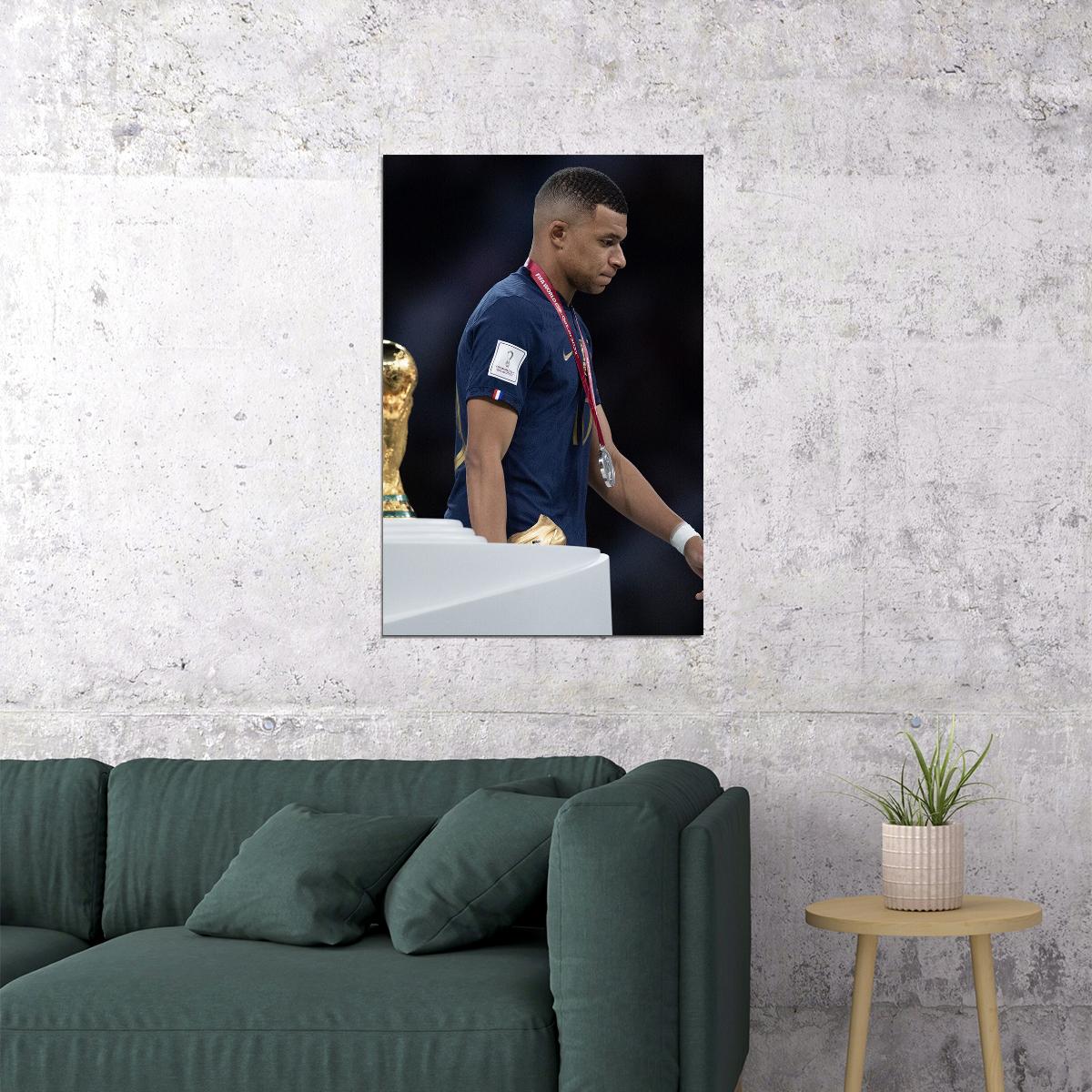 Kylian Mbappe Trophy Despair France Football World Soccer Fans Poster Wall Art Print Home Wall Decor - xonomax