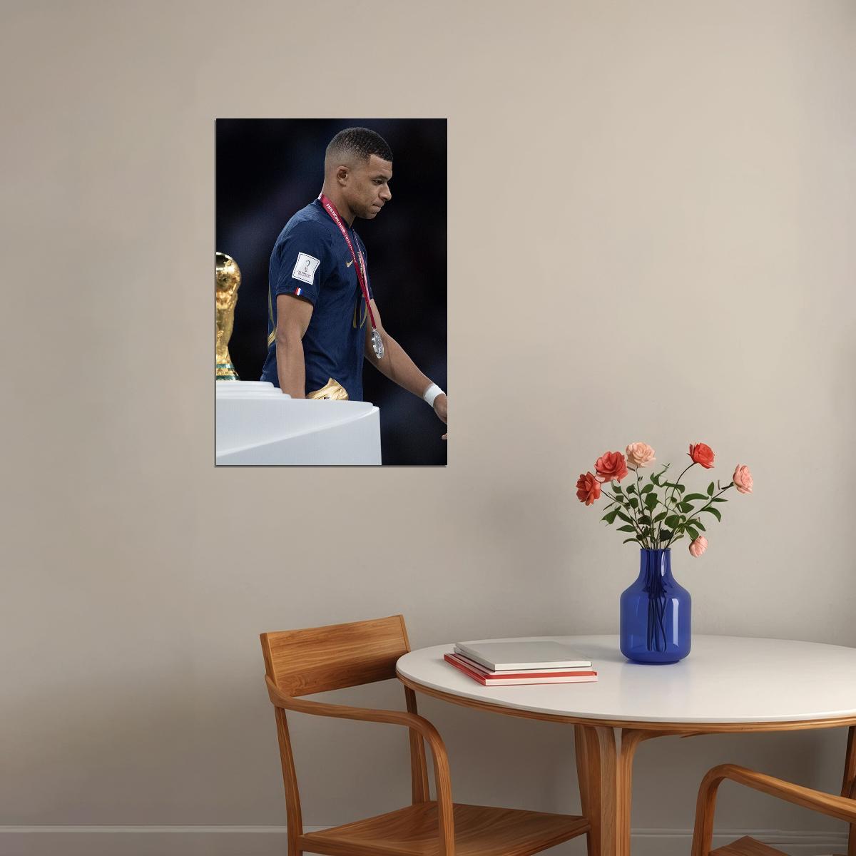 Kylian Mbappe Trophy Despair France Football World Soccer Fans Poster Wall Art Print Home Wall Decor - xonomax
