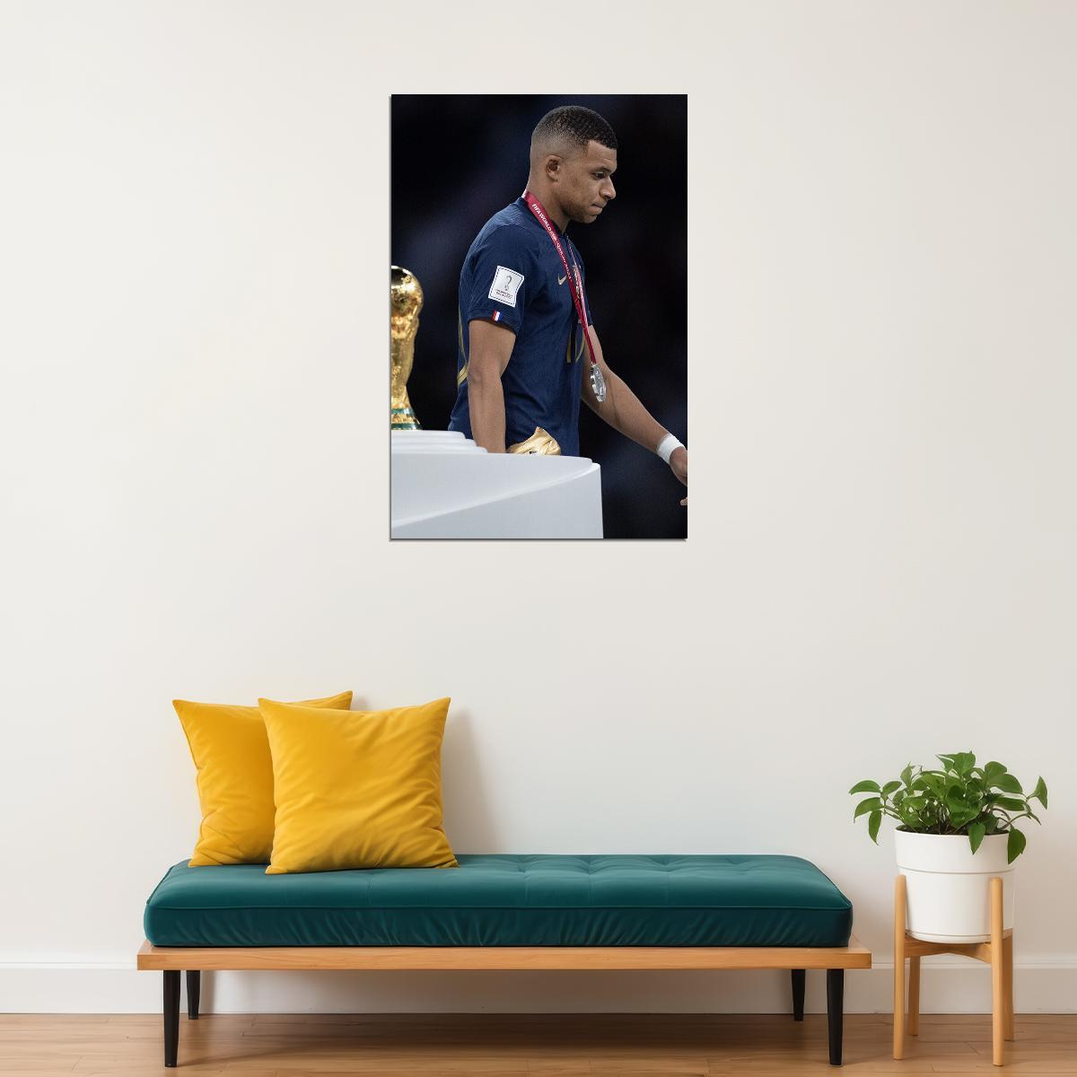 Kylian Mbappe Trophy Despair France Football World Soccer Fans Poster Wall Art Print Home Wall Decor - xonomax