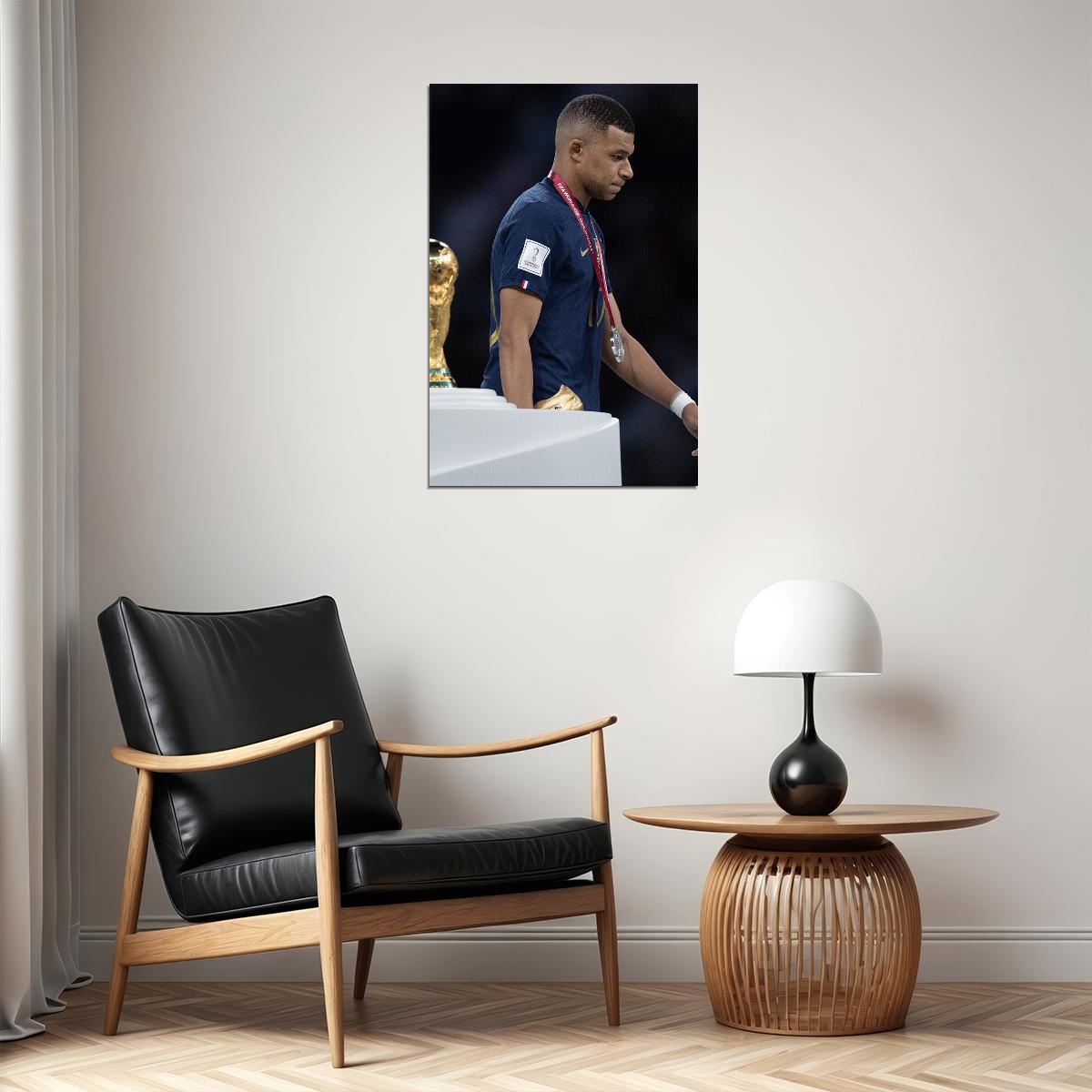 Kylian Mbappe Trophy Despair France Football World Soccer Fans Poster Wall Art Print Home Wall Decor - xonomax