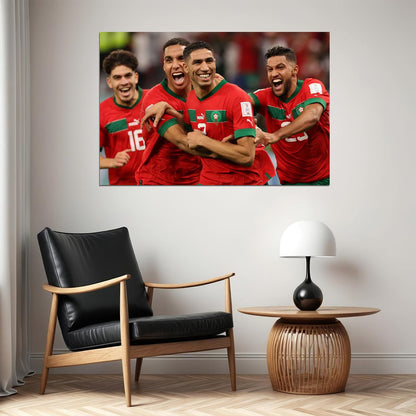 Achraf Hakimi Goal Celebration Morocco World Cup Poster Wall Art Print Home Wall Decor - xonomax