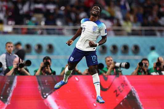 Bukayo Saka Goal Celebration England World Cup Poster Wall Art Print Home Wall Decor - xonomax