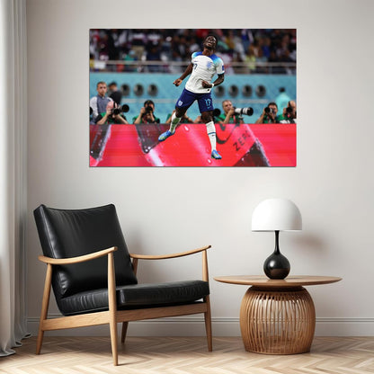 Bukayo Saka Goal Celebration England World Cup Poster Wall Art Print Home Wall Decor - xonomax