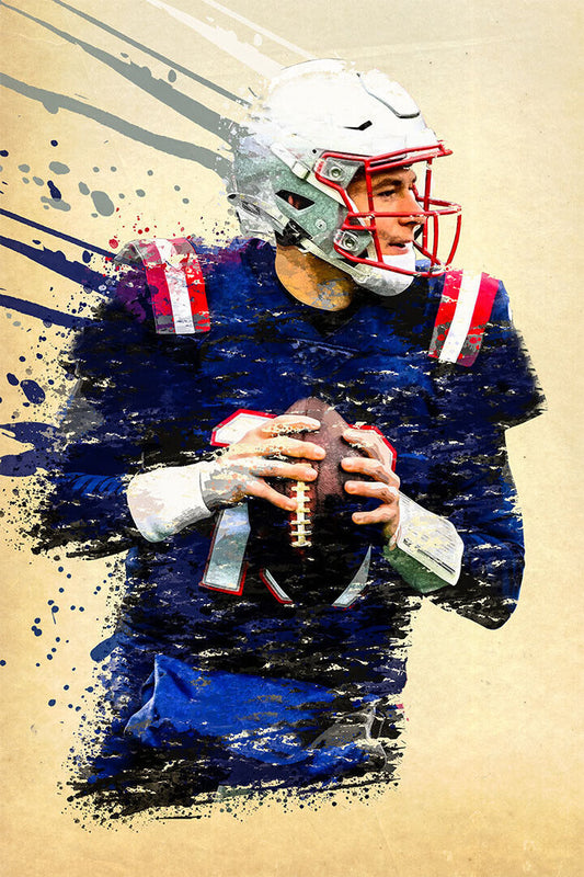 New England Patriots Mac Jones American Footballer Poster Wall Art Print Home Wall Decor - xonomax