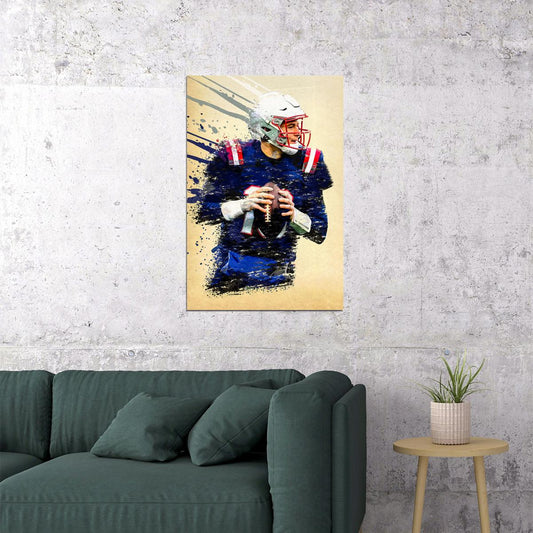 New England Patriots Mac Jones American Footballer Poster Wall Art Print Home Wall Decor - xonomax