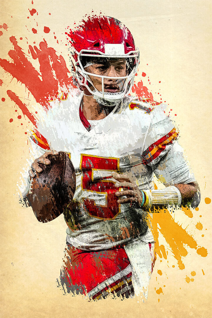 Kansas City Chiefs Patrick Mahomes American Footballer Poster Wall Art Print Home Wall Decor - xonomax