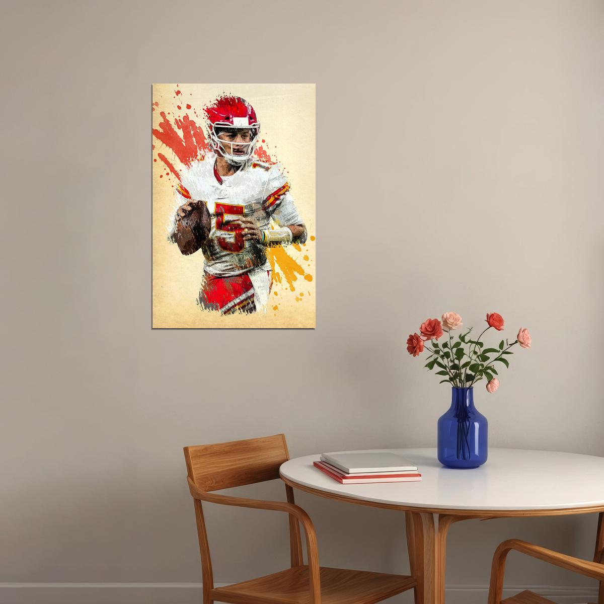 Kansas City Chiefs Patrick Mahomes American Footballer Poster Wall Art Print Home Wall Decor - xonomax