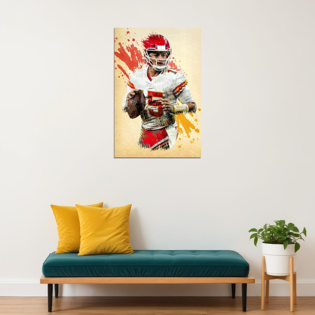Kansas City Chiefs Patrick Mahomes American Footballer Poster Wall Art Print Home Wall Decor - xonomax