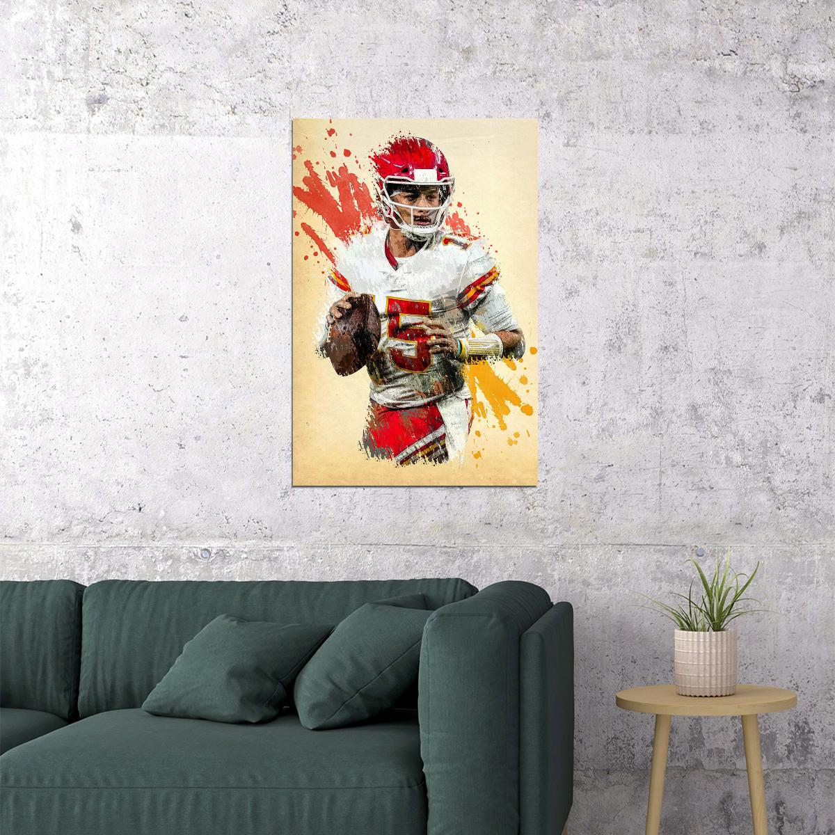 Kansas City Chiefs Patrick Mahomes American Footballer Poster Wall Art Print Home Wall Decor - xonomax