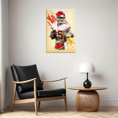 Kansas City Chiefs Patrick Mahomes American Footballer Poster Wall Art Print Home Wall Decor - xonomax